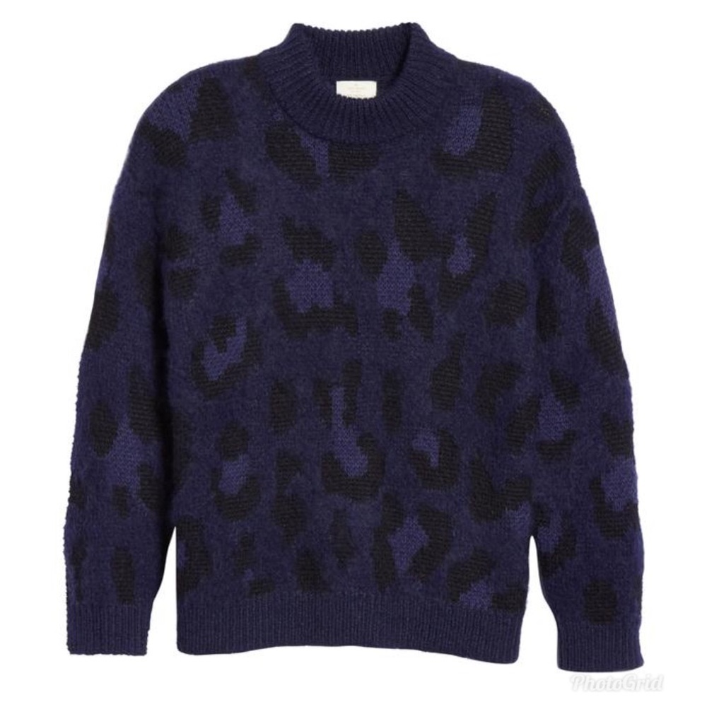 Kate Spade Leopard Fuzzy Alpaca Wool Wild Ones Sweater